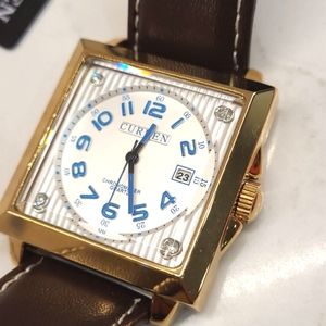 NWT Men's Curren leather watch stainless steel